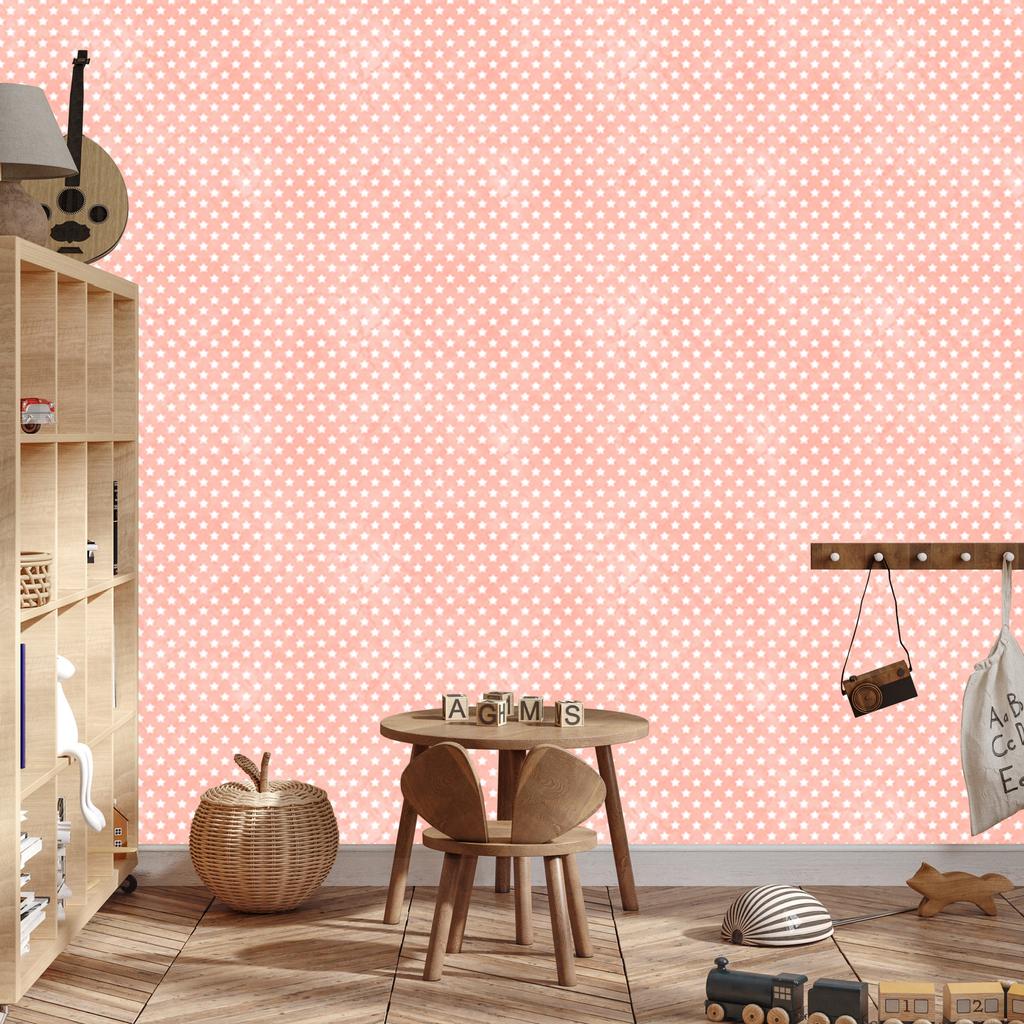 Wallpaper Stars Coral and Peach for Living Room and Bedroom 50x1000