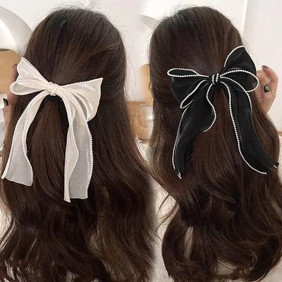 Schleifen-Haarspange Damen Süße Schleife Ripsband Haarspange Haarspangen Mädchen Einfarbig Pferdeschwanz-Klammer Haarschmuck Kopfbedeckung Geschenk