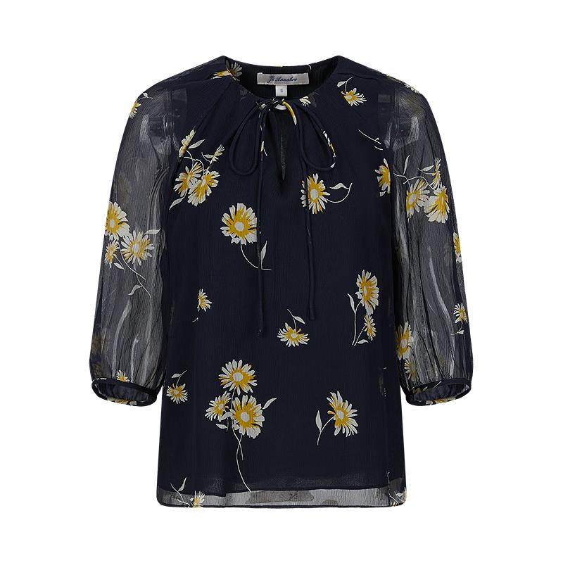 Juzih Anake Daisy Mulberry Silk V-neck Top S
