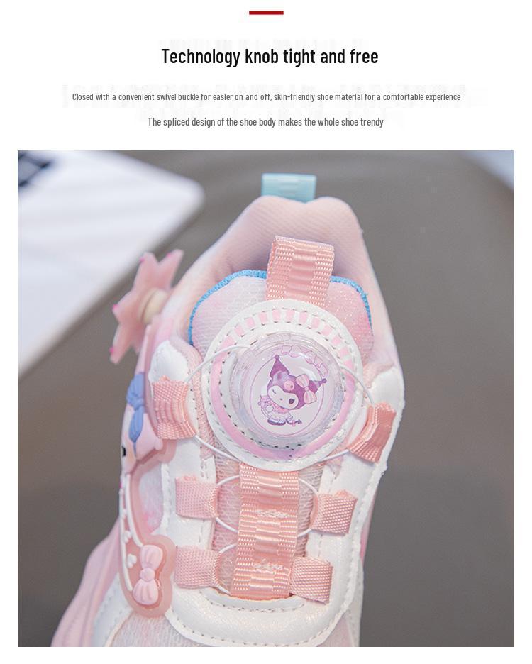Kuromi Girls' Rotating Buckle Sport Shoes - Breathable & Stylish Soft Sole for Spring & Autumn 2025