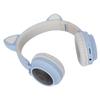 Cat Ear Gaming Headphones Deep Bass LED Light Foldable Cute Cat Ear Headset with Soft Earmuffs Blue