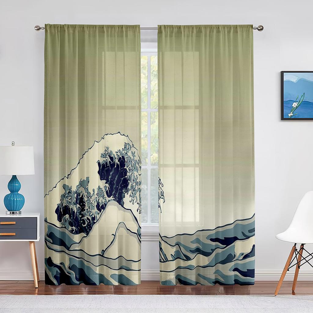 Cartoon Rocket Galaxy Moon Tulle Voile Curtains Out Space Window Sheer Curtain for Kids Boys Bedroom Living Room Organza Drapes