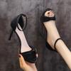 Open-toed one-word buckle fashion stiletto sandals female new fairy sexy one-word buckle high heels