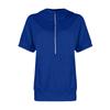 Women's Fashion Casual Color Half Zipper Pocket Short Sleeve Hoodie Top