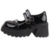 New Black Women's Summer  Style Thick-heeled High-heeled Shoes Round Toe Japanese Style Jk Shoes Thick Sole Mary Jane