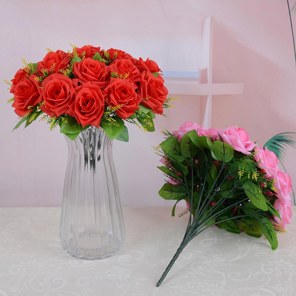 18 Heads Real Happy Flower 9 Colors Photography Photo Gift Natural Simulated Rose Mini Rose Flowers Decorative Home Decorative
