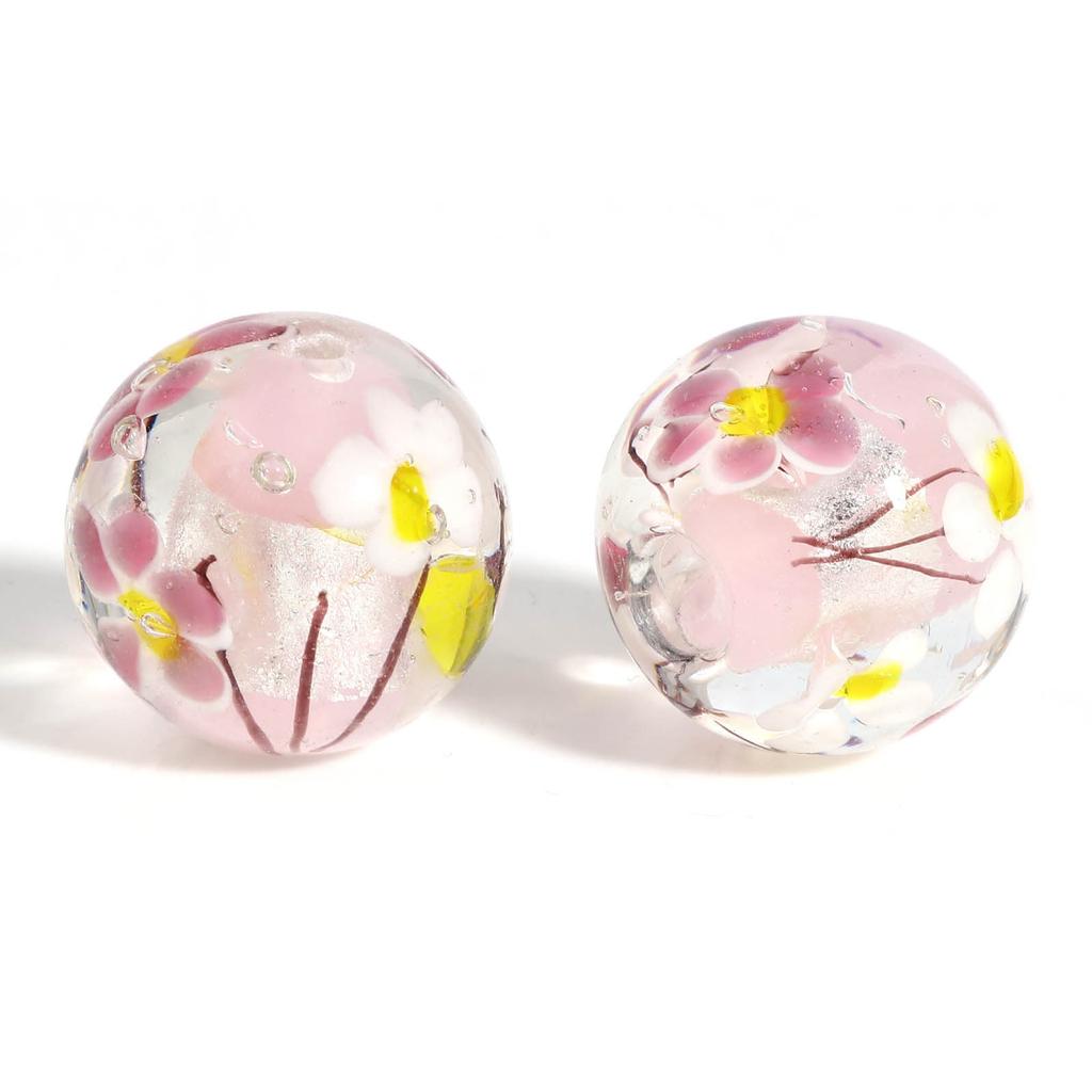 1PC 20mm Round Multicolor Glass Beads Style Flower Lampwork Beads For Women DIY Making Bracelets Vintage Party Jewelry Gifts