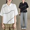 DIMANAF 2026 Women Plus Size New Summer Blouse Shirt Short Sleeve Casual Loose Lady Tops Shirts Embroidery Cotton