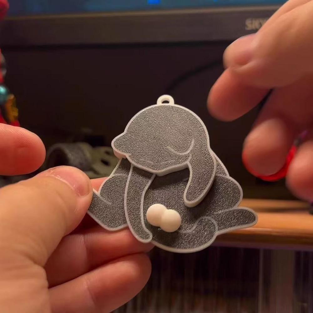 Trendy Pulling Egg Cat Keychain Acrylic Rotating Ornaments Funny Gift Car Key Creative Lanyard