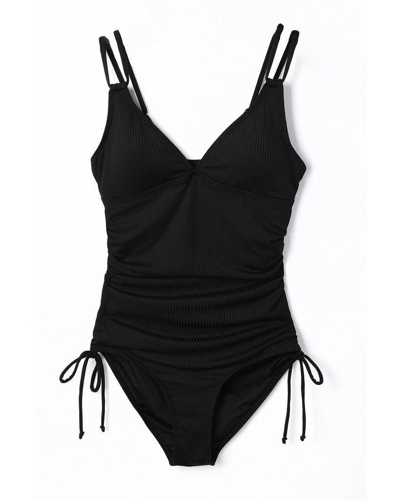 Azura Exchange Ribbed Knit One Piece Swimsuit with Adjustable Straps
