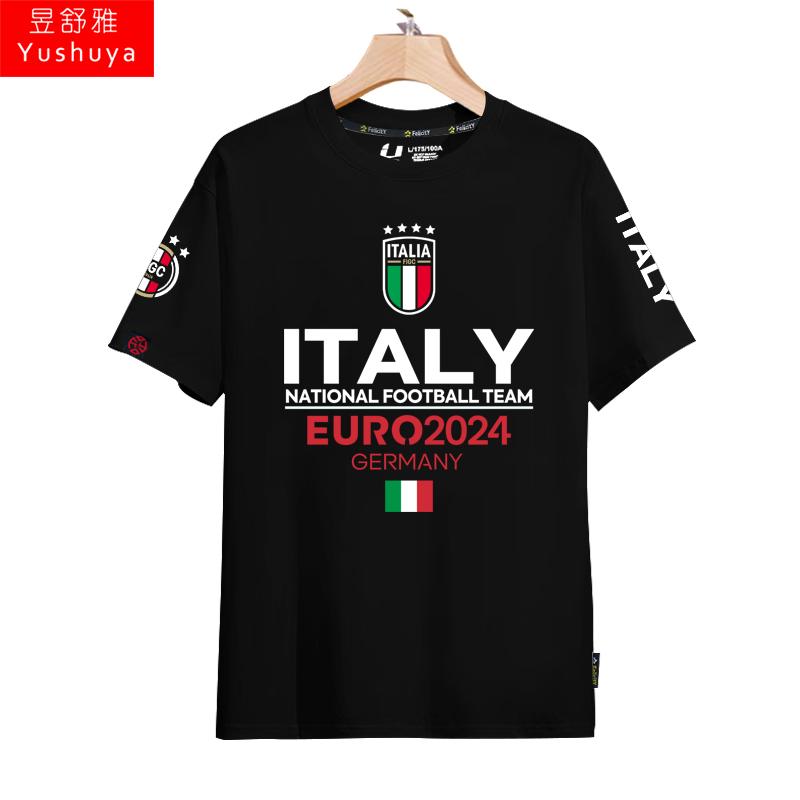 Italy Team European Cup World Cup Football Fan Uniform Short Sleeved T-shirt Men's and Women's 3D Printed T-shirt Summer