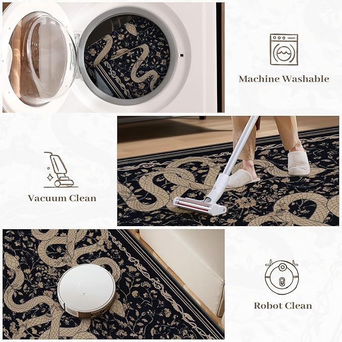 Hallway Carpet Runner Rug Black Long Carpets Corridor Machine Washable Bedroom Kitchen Floor Mat Elegant Home Decoration Rugs