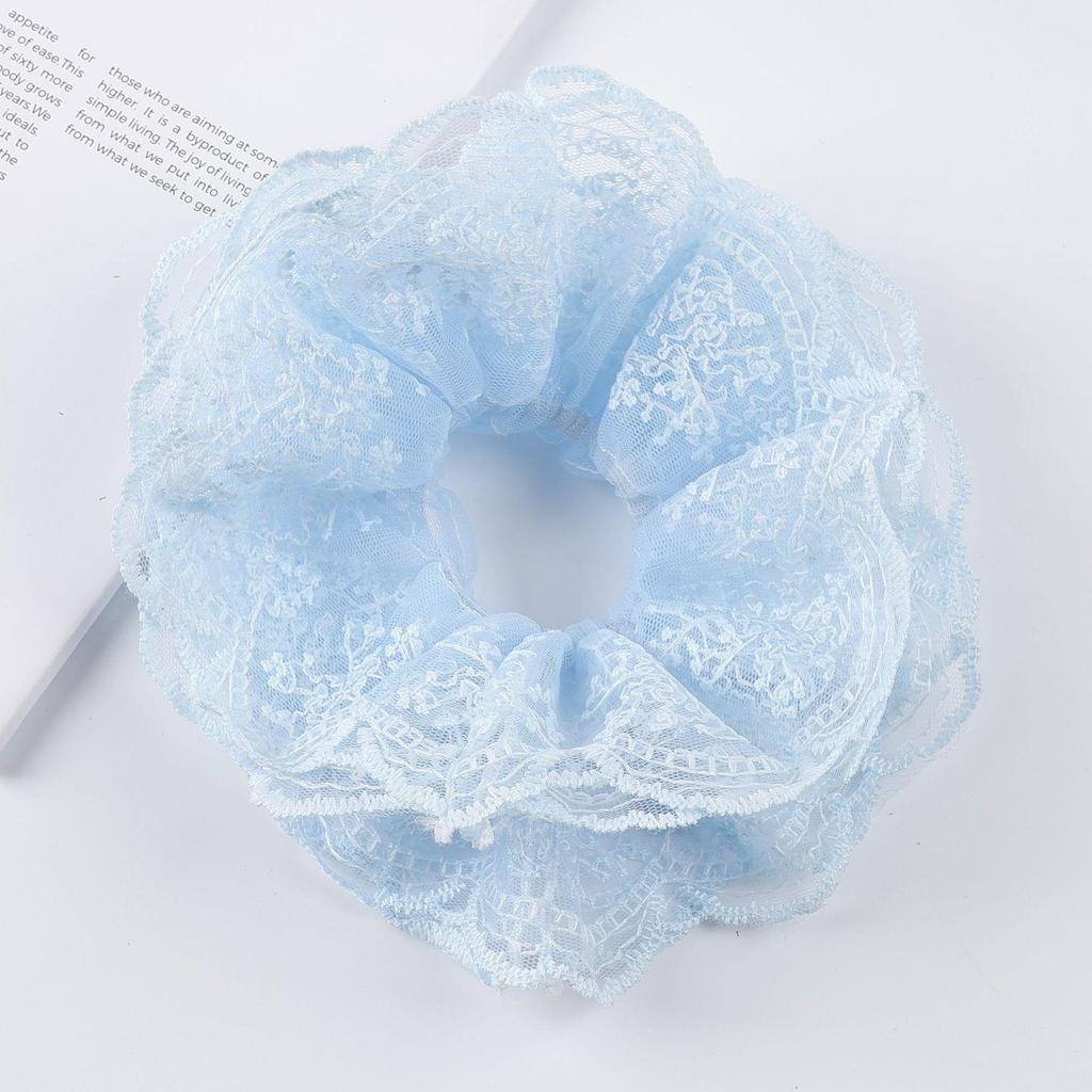 Korean Style White Lace Scrunchie for Women - Elastic French Retro Hair Tie