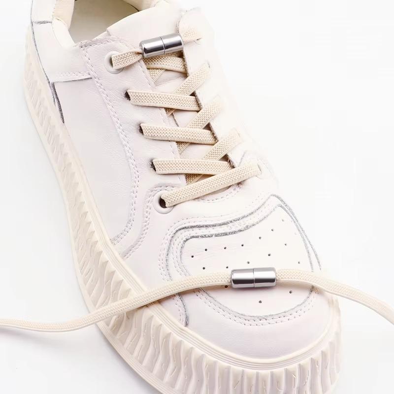 2Pair Capsule Lock Shoelaces Elastic Laces Sneakers No Tie Shoe Laces Without Ties Kids Adult 0.6cm Flat Shoelace for Shoes