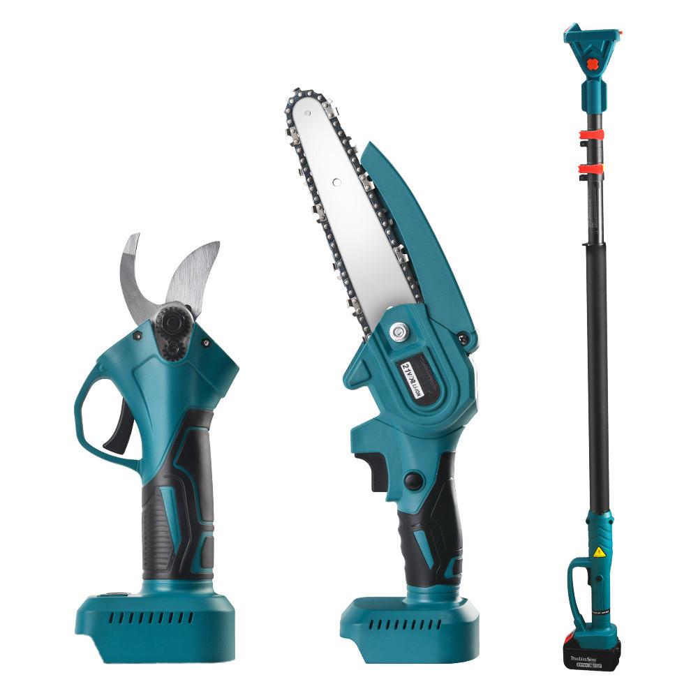 Rechargeable Gardening Tool Set Portable Outdoor Handheld Electric Saw Extendable High Branch Shears & High Branch Saw
