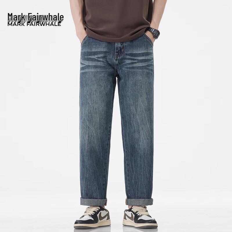 Mark Fairwhale Men's Casual Straight-Leg Cropped Jeans
