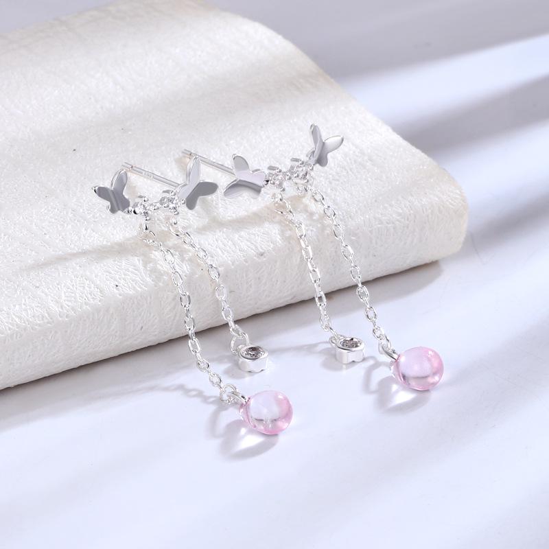 

Butterfly Tassel Crystal Stud Earrings for Women - 2022 Trend, Summer Style