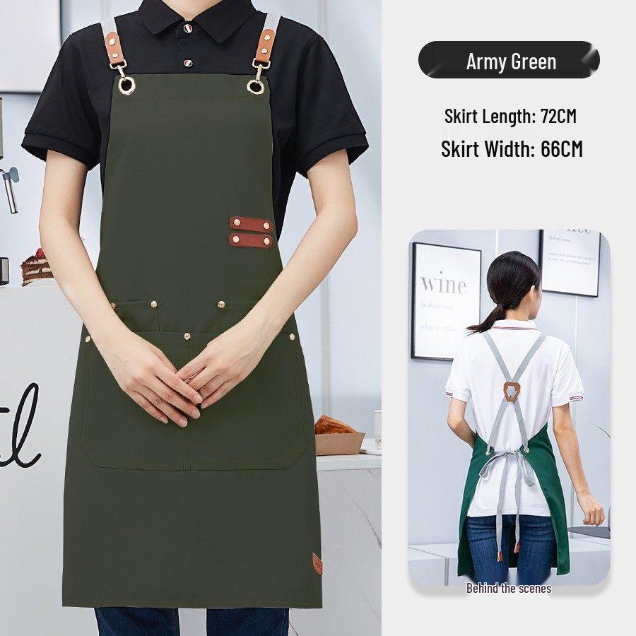 Canvas Apron with Logo Embroidery for Kitchen, Home, or Catering Shop.