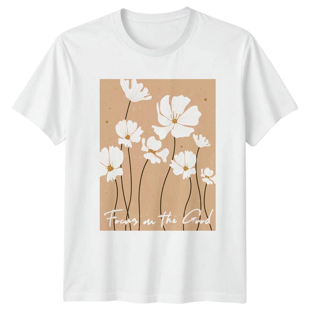 Focus On The Good White Flower Nature Adult Unisexs Unisexs TShirt S