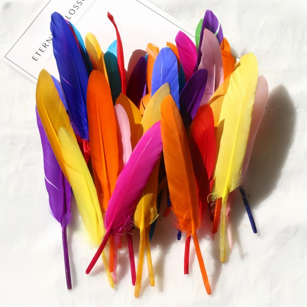 100Pcs Blue Goose Feathers 10-15cm Natural Dyed Feather for Wedding Decoration Party DIY Crafts Halloween Costume Supplies