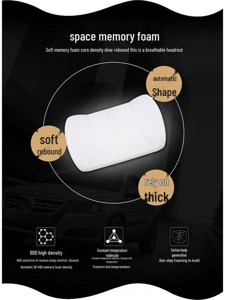 Car Headrest & Lumbar Support Memory Foam Pillow Set