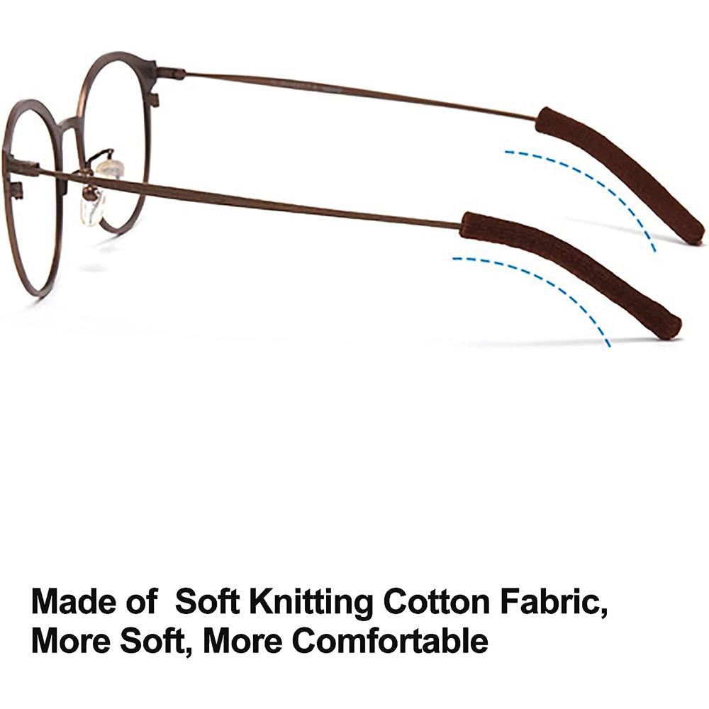 Upgrade Soft Knitting Cotton Fabric Eyeglasses Temple Tips Sleeve Retainer, Anti-Slip Elastic Comfort Glasses Retainers Cushions