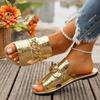 N Nü's Large Size Chain Peep Toe Flat Sandals Summer New European and American Fashion Sandals