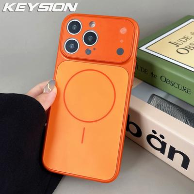 KEYSION Coque de téléphone en verre mat original pour MagSafe pour iPhone 13 14 15 16 17 Pro Max 17 Air Coque armure à chargement sans fil magnétique