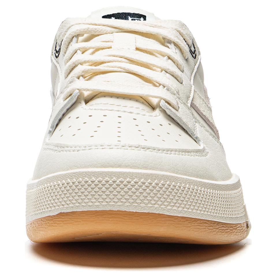 Li Ning Synthetic Leather Zhen Rong 92S Comfortable Versatile Non-Slip Wear-Resistant Low-Top Skate Shoes Women sneaker Beige AEPU038-4