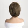 Perruque synthétique courte et lisse avec frange pour femmes, perruque brune mixte naturelle, usage quotidien, Fiber résistante à la chaleur
