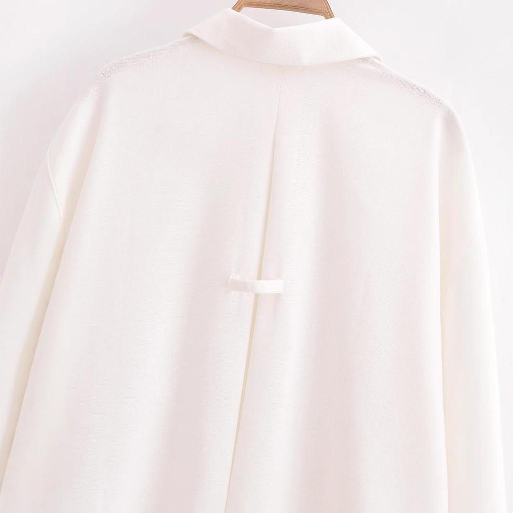 2025 Spring Women's European & American Style Linen Mid-Sleeve Shirt - Fashionable & Versatile