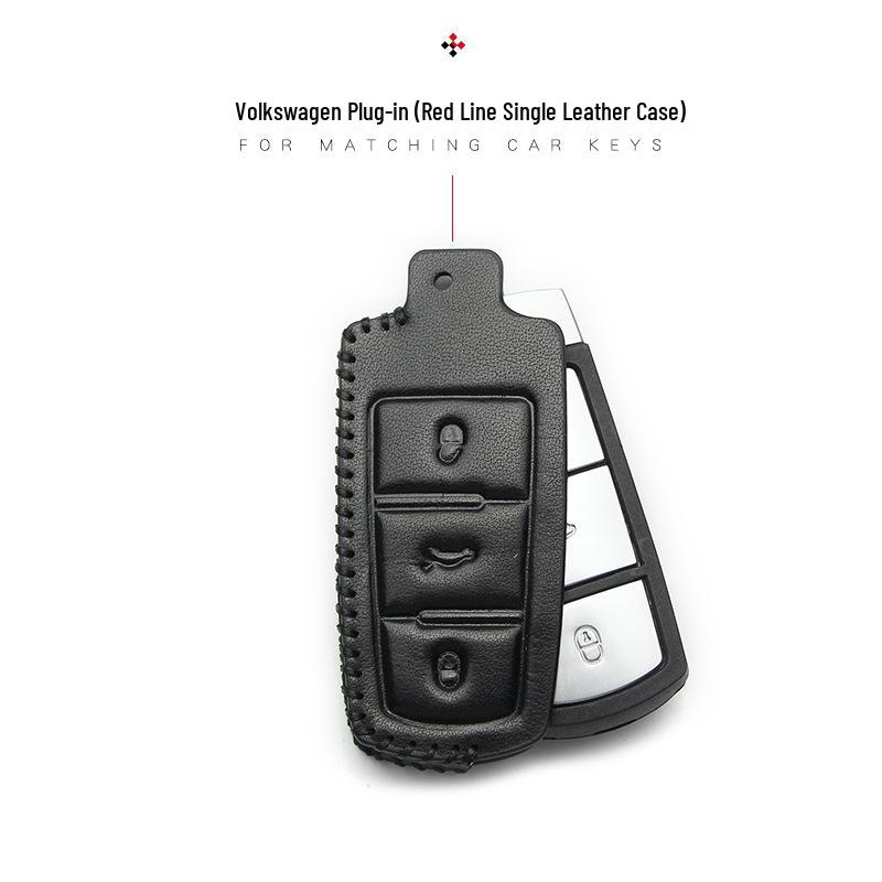 Key Case for Volkswagen: Compatible with 2017+ Magotan, Golf B8, Passat, Tiguan, Lavida, Bora - Genuine Leather