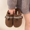 Schleife Lammwollpantoffeln Damen tragen Herbst und Winter Mode ein Pedal Samt warm Taschenkopf halbschlepp flacher Boden