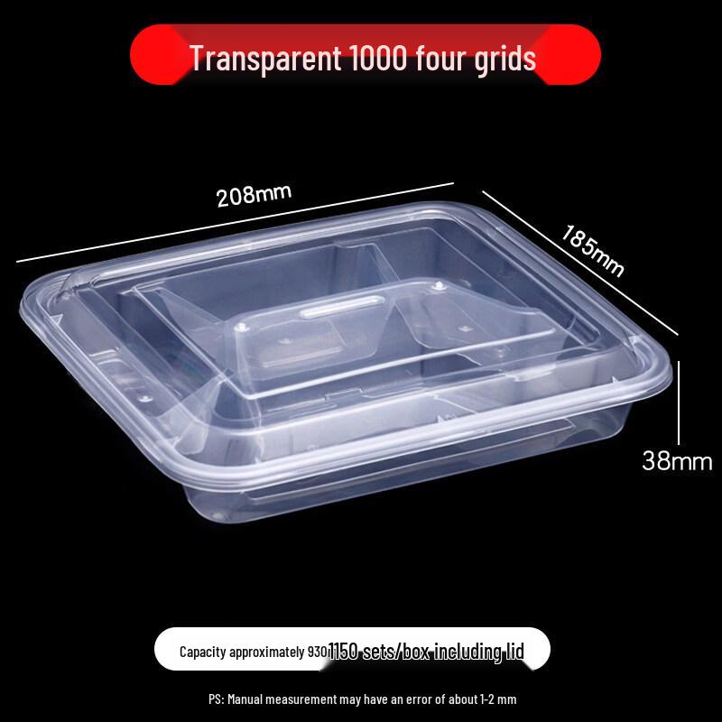 ZISIZ 1000ml Four-Compartment Disposable Lunch Box