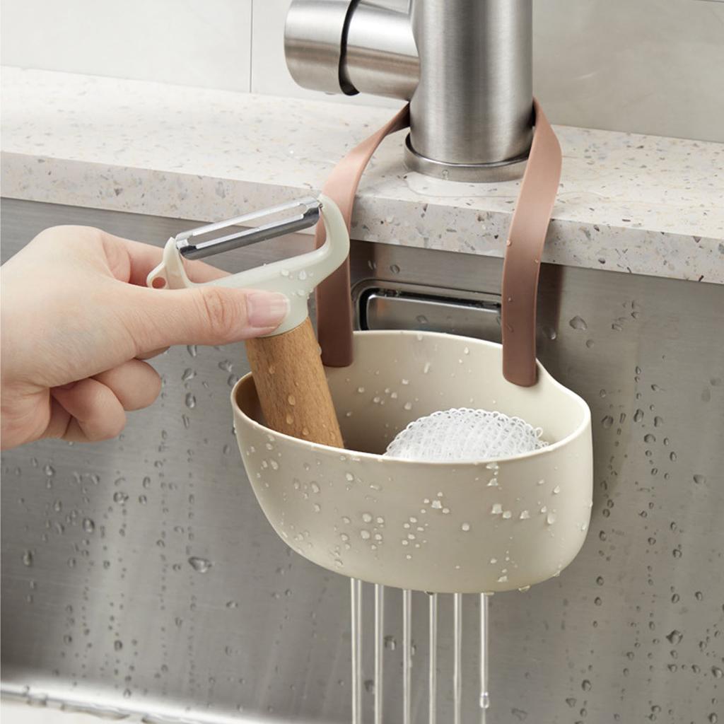 Kitchen Drain Rack Hanging Basket with Drain Holes Large Capacity Soft Flexible Sink Drain Basket