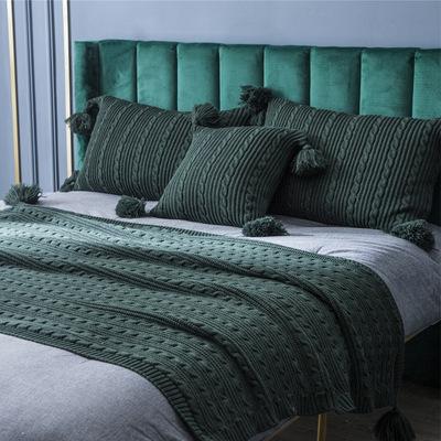 Ins Knitted Woolen Blanket Simple Shawl Casual Take Towel Model Room Pillow Pillowcase Cover Blanket