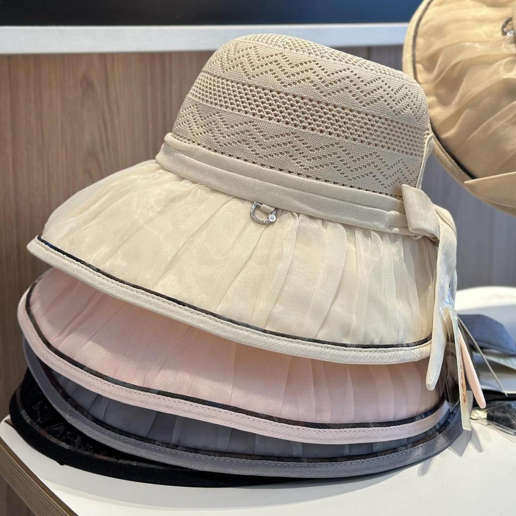Summer New Hat Women's Sunshade Hollow Beach Bucket Hat Outdoor Travel Bow Sun Hat