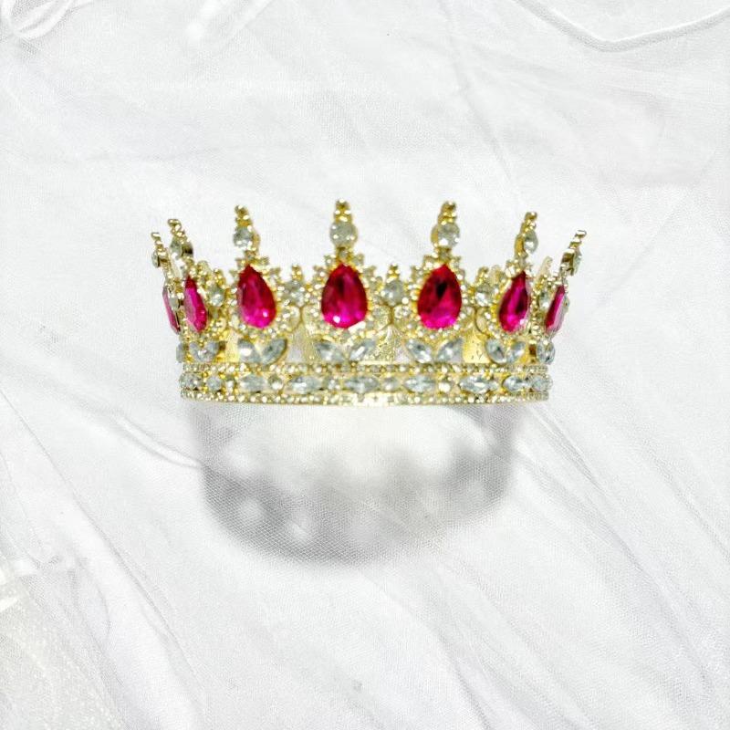 Big Crown Bridal Wedding Tiara Colorful Round Tiara Birthday Cake Decorative Ornament Queen Atmosphere