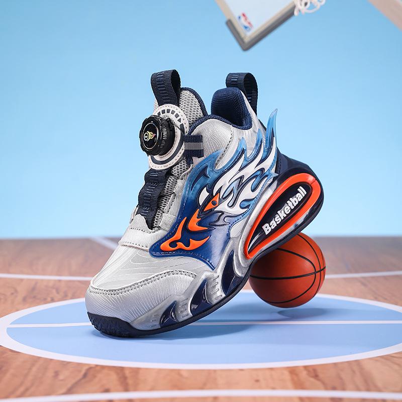 2025 Autumn/Winter Trendy Boys' Leather Basketball Shoes - Durable, Non-Slip, Soft Sole for Kids