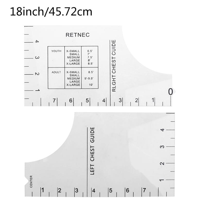 T-Shirt Alignment Ruler Centering Tool Placement Graphic Guide Tough Printed T-Shirt DesignRuler Ruler Guide Size Chart