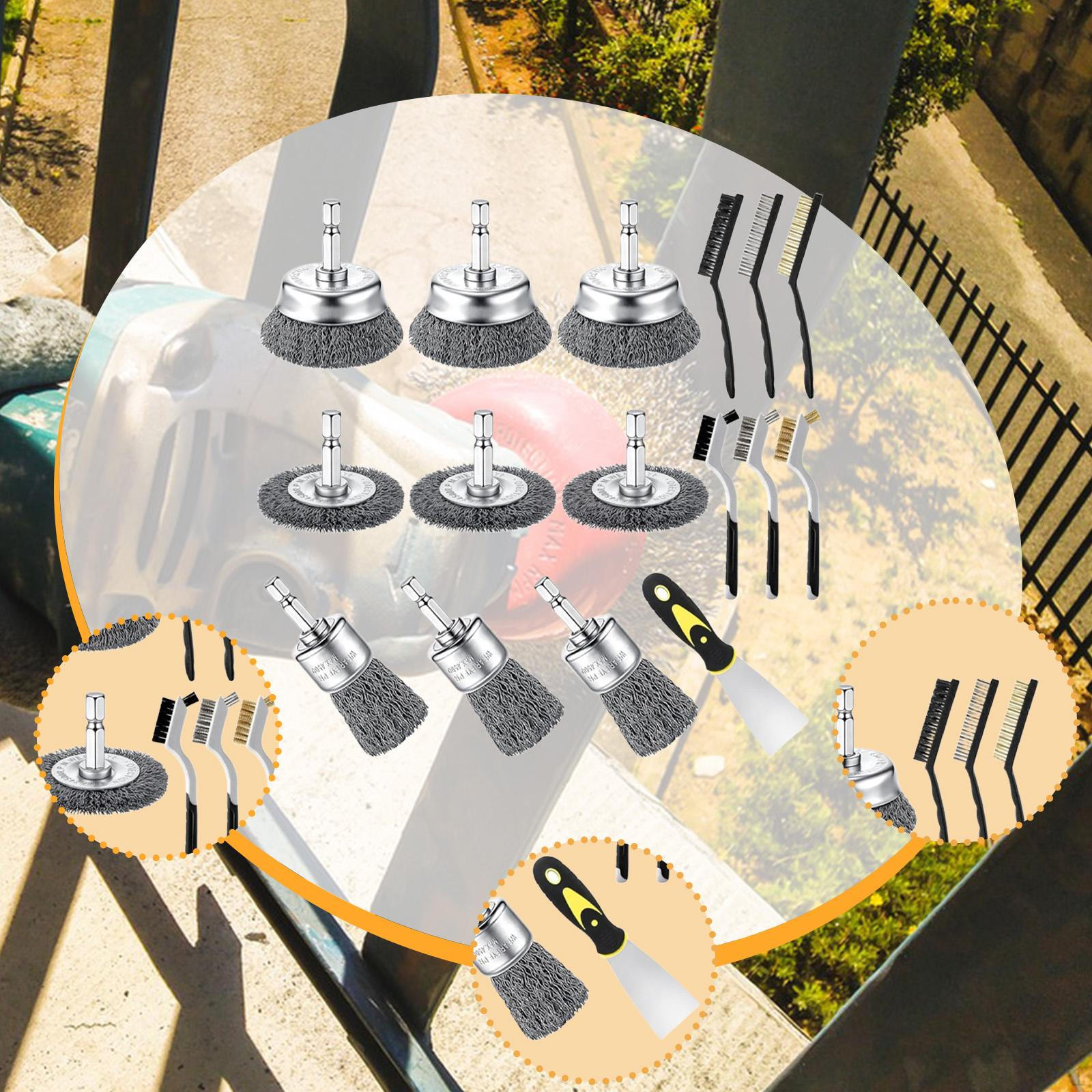 

Wire Brush for Drill Nylon Brass Stainless Steel Bristles Attachment Cleaning Supplies Tools