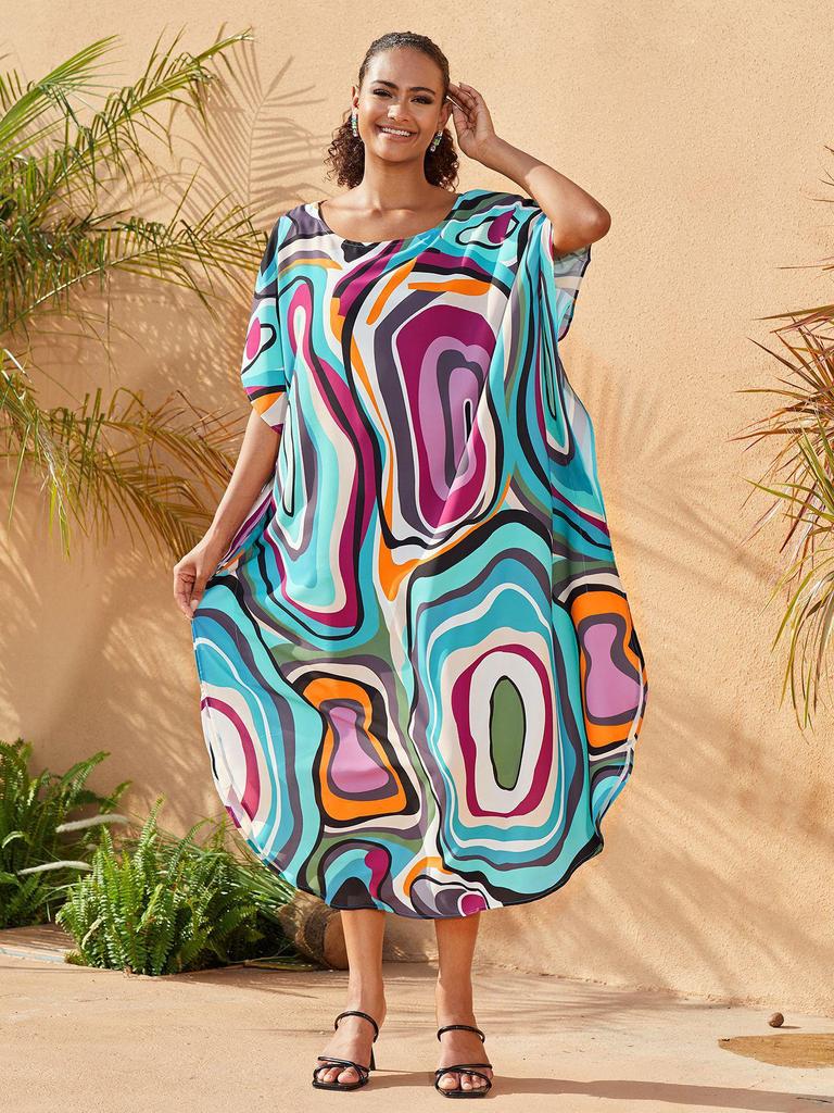 Elegant Plus Size Bikini Cover-Up: Sun Protection Loose Long Beach Dress