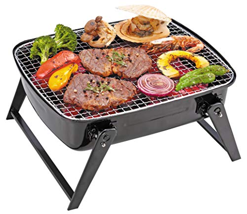 Captain Stag BBQ Stove, Grill, Oven, Fire Pit, BBQ Smoke Oven Grill, Mini, with Lid, Black, UG-61