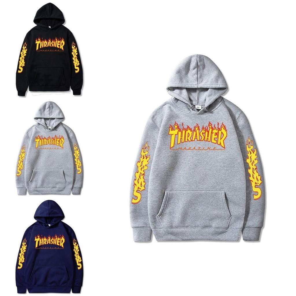 Felpa con cappuccio oversize stampa fiamme vestibilità larga casual per coppia