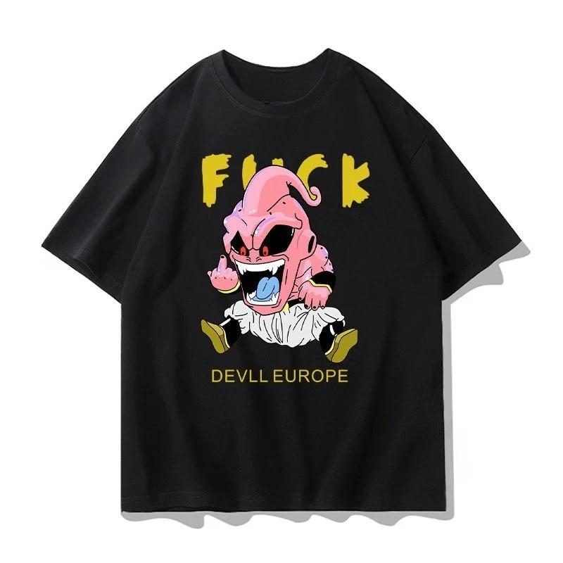 

Dragon Ball Kid Buu Devil Europe Meme Graphic T-Shirt Edgy Anime Oversized Black Unisex Streetwear T-shirt 4XL