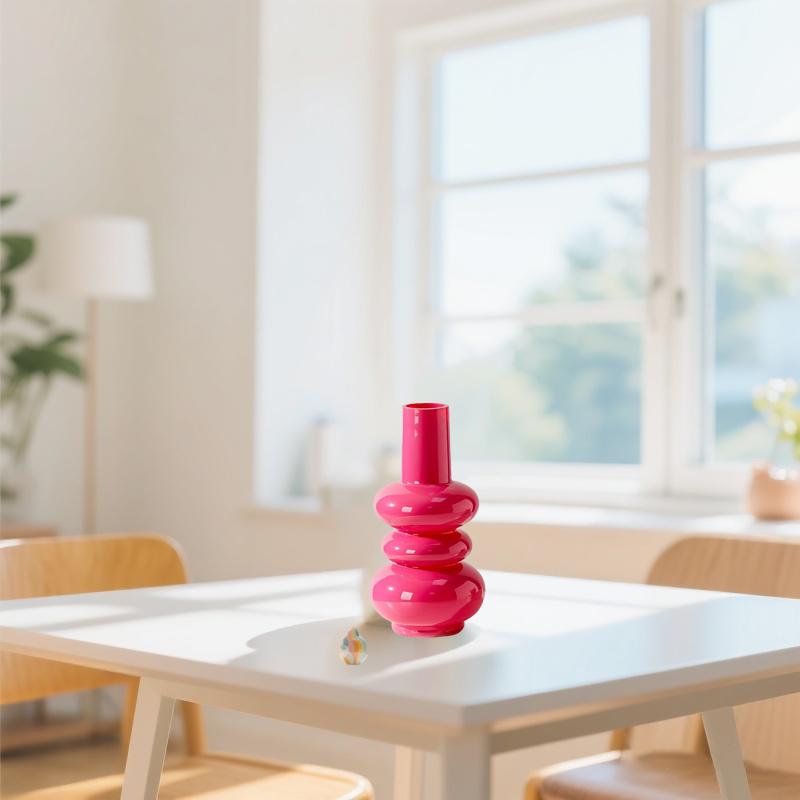 

1pc Bohemian Style Pink Glass Vase, Minimalist Vintage Design for Hydroponic Fresh Flowers, Irregular Shape, Ideal for Home горячий розовый