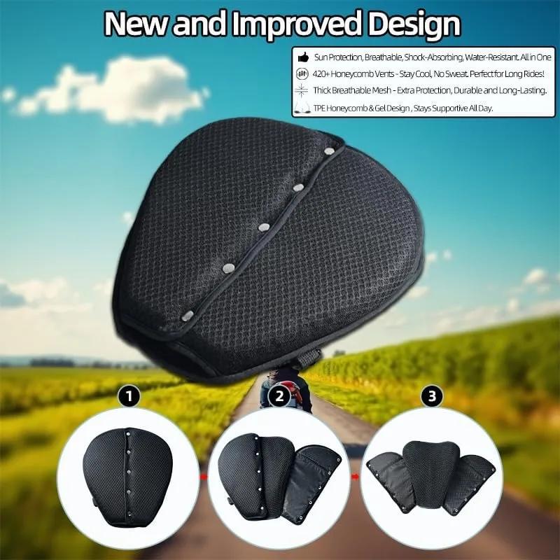 3D-Honeycomb Motorcycle Gel Seat Cushion Structure Shock Absorption Breathable Motorcycle Gel Seat Pad for Long Rides