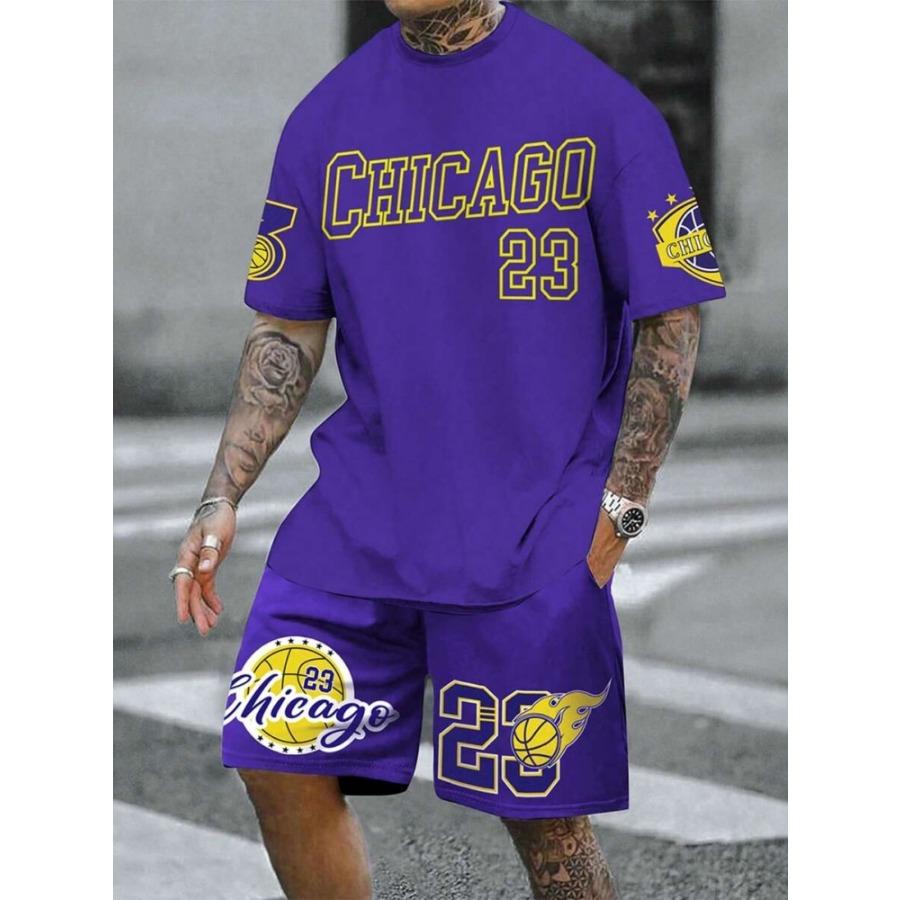 

2025 New York Letter Print Мужской комплект с коротким рукавом и шортами Повседневная мужская футболка Уличная мода Спортивные шорты 6XL