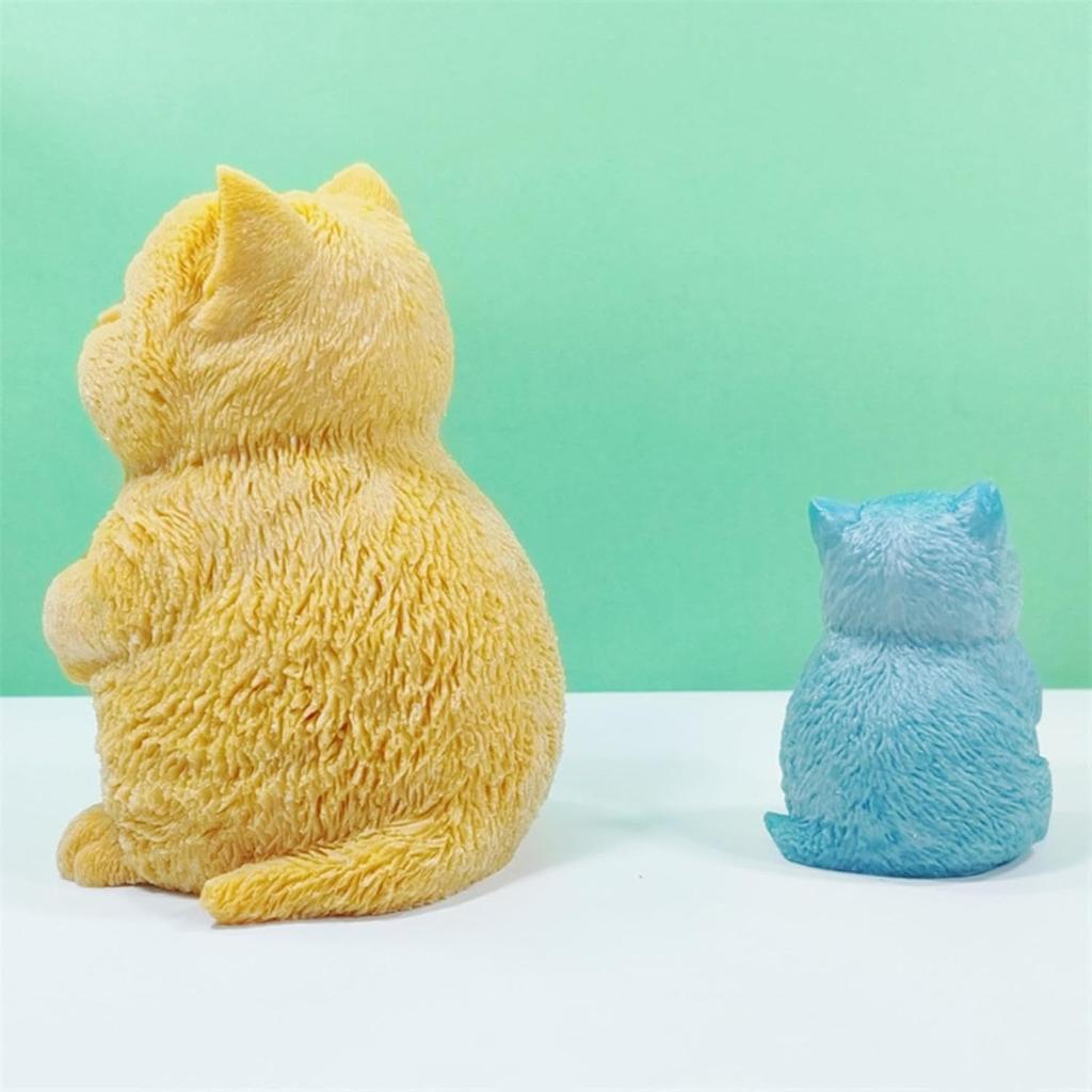 Fat Cat Candle Mold Animal Epoxy Resin Mold 3D Cat Silicone Mold for Fondant, Soy Wax Candle, Soap, Plaster, Epoxy Resin Casting, DIY Crafts (S)