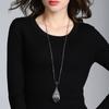 Pendant Winter Necklace Waterdrop Shaped Femme Jewelry Ladies Crystal Sweater Chain Geometric Elegant Long Chain Long Necklaces Vintage Fashion Women